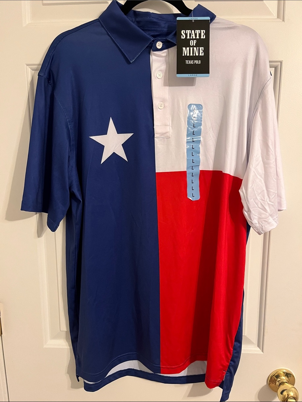 State of Mind Texas Flag Polo - Blue White Red